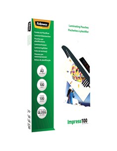 Scatola 100 pouches IMPRESS100 100mic A3 Fellowes 5351205 FELLOWES POUCHES PER PLASTIFICARE