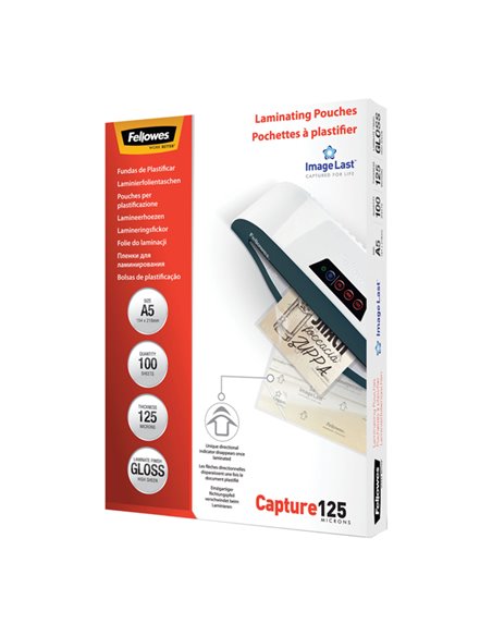 Scatola 100 pouches CAPTURE125 125mic A5 Fellowes 5307302 FELLOWES POUCHES PER PLASTIFICARE