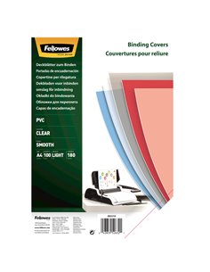 100 COPERTINE CLEAR PVC 180MIC A4 TRASPARENTE NEUTRO 5375901 FELLOWES CARTELLINE E COPERTINE PER RILEGATURE