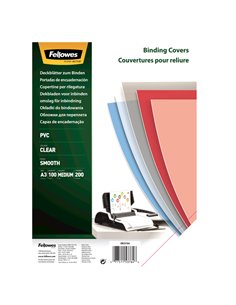 100 COPERTINE CLEAR PVC 200MIC A3 TRASPARENTE NEUTRO 53764 FELLOWES CARTELLINE E COPERTINE PER RILEGATURE