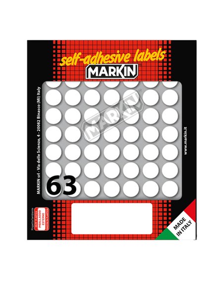 Etichetta adesiva bianca tonda Ø14mm (10fogli x 63etichette) Markin X11005 MARKIN ETICHETTE IN FOGLIETTI