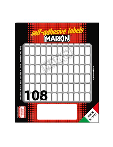 Etichetta adesiva bianca 14x8mm (10fogli x 108etichette) Markin X11010 MARKIN ETICHETTE IN FOGLIETTI