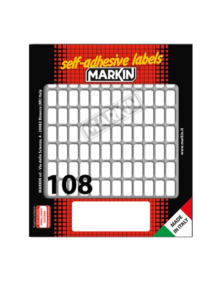 Etichetta adesiva bianca 14x8mm (10fogli x 108etichette) Markin X11010 MARKIN ETICHETTE IN FOGLIETTI