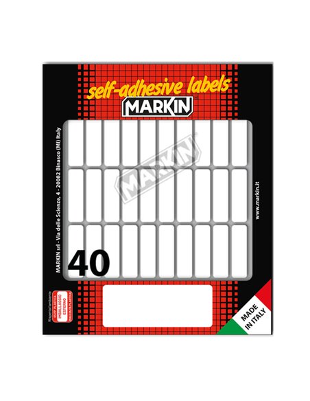 Etichetta adesiva bianca 34x10mm (10fogli x 40etichette) Markin X11025