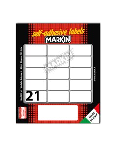 Etichetta adesiva bianca 37x19mm (10fogli x 21etichette) Markin X11028 MARKIN ETICHETTE IN FOGLIETTI