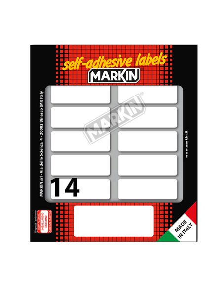 Etichetta adesiva bianca 52x18mm (10fogli x 14etichette) Markin X11036