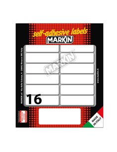 Etichetta adesiva bianca 56x16mm (10fogli x 16etichette) Markin X11038 MARKIN ETICHETTE IN FOGLIETTI