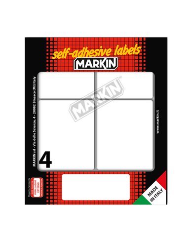Etichetta adesiva bianca 70x56mm (10fogli x 4etichette) Markin X11047 MARKIN ETICHETTE IN FOGLIETTI