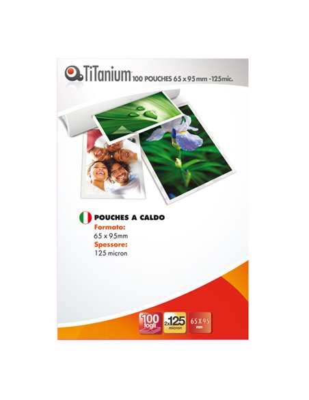 100 POUCHES 65x95mm 125my GOVERNMENT CARD TiTanium PP525-12T TITANIUM POUCHES PER PLASTIFICARE
