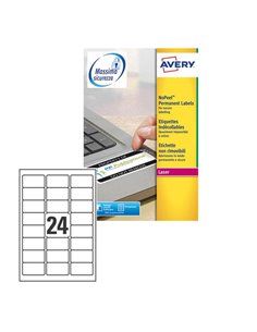 Poliestere adesivo L6146 bianco antim. 20fg A4 63,5x33,9mm (24et/fg) laser Avery L6146-20