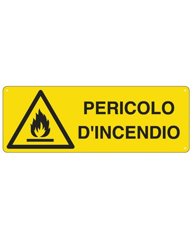 CARTELLO ALLUMINIO 35x12,5cm 'PERICOLO DI INCENDIO' E1712K CARTELLI SEGNALATORI CARTELLI INFORMATIVI