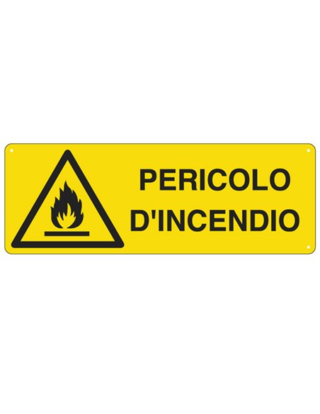 CARTELLO ALLUMINIO 35x12,5cm 'PERICOLO DI INCENDIO' E1712K CARTELLI SEGNALATORI CARTELLI INFORMATIVI