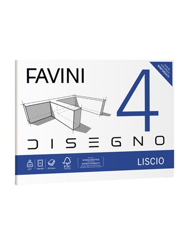 ALBUM FAVINI 4 24X33CM 220GR 20FG LISCIO A166504 FAVINI ALBUM DISEGNO BIANCO