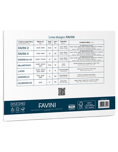 ALBUM FAVINI 4 24X33CM 220GR 20FG LISCIO A166504 FAVINI ALBUM DISEGNO BIANCO