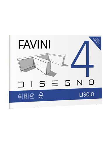 ALBUM FAVINI 4 33X48CM 220GR 20FG LISCIO A166503 FAVINI ALBUM DISEGNO BIANCO
