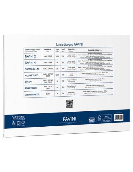 ALBUM FAVINI 4 33X48CM 220GR 20FG LISCIO SQUADRATO A167503 FAVINI ALBUM DISEGNO BIANCO