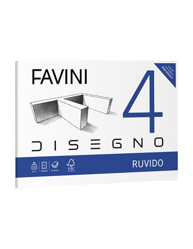 ALBUM FAVINI 4 33X48CM 220GR 20FG RUVIDO A168503 FAVINI ALBUM DISEGNO BIANCO
