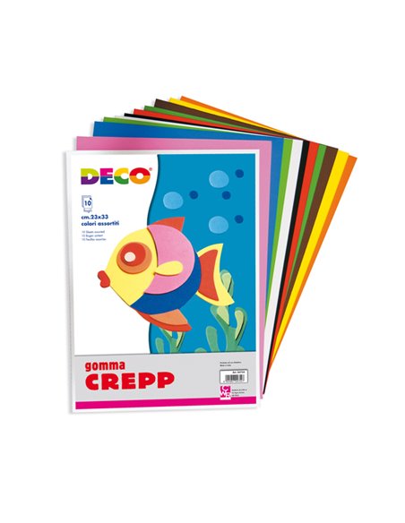 GOMMA CREPP CONF. DA 10 FOGLI 20X30CM IN COLORI ASSORTITI DECO 04754 DECO ACCESSORI DIDATTICI E LAVORI MANUALI