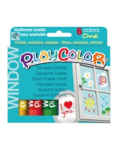 TEMPERA SOLIDA PER VETRI PLAYCOLOR 6 COLORI BRILLANTI IN STICK 02001