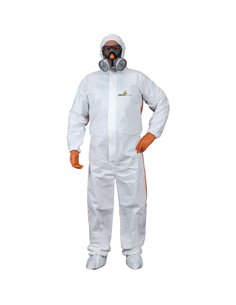 TUTA PROTEZ.DA RISCHIO CHIMICO DT125 Tg. L bianco-arancio MONOUSO DT125GT