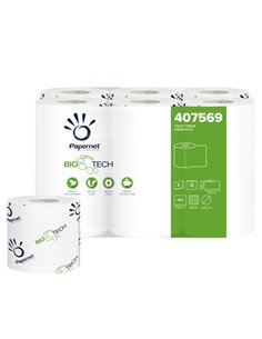 Pacco 12RT carta igienica classica 2veli 18,2mt 165 strappi BioTech Papernet 407569