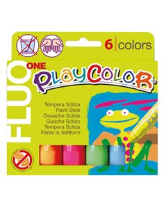 TEMPERA SOLIDA PLAYCOLOR 6 COLORI FLUO in STICK da 10GR 10431 Instant TEMPERE