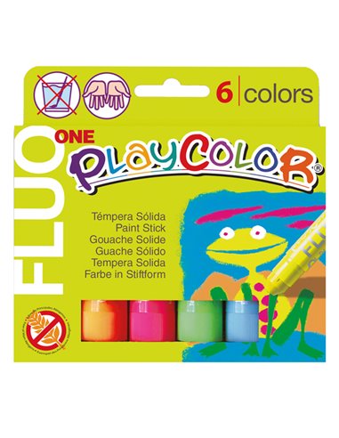 TEMPERA SOLIDA PLAYCOLOR 6 COLORI FLUO in STICK da 10GR 10431 Instant TEMPERE