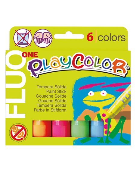 TEMPERA SOLIDA PLAYCOLOR 6 COLORI FLUO in STICK da 10GR 10431 Instant TEMPERE