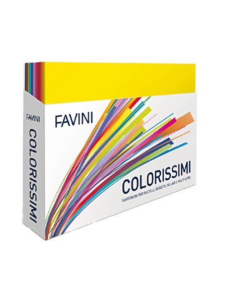 BOX DISPLAY 240 FOGLI CARTONCINO BRISTOL 50x70cm 200gr COLORI ASSORTITI FAVINI A35X502 FAVINI CARTONCINO COLORATO
