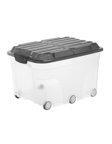CONTENITORE Compact con RUOTE 57Lt con COPERCHIO NERO F600179 ROTHO CONTENITORI MULTIUSO