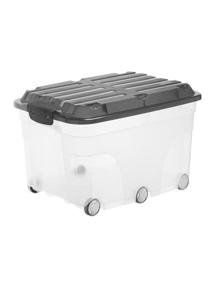 CONTENITORE Compact con RUOTE 57Lt con COPERCHIO NERO F600179 ROTHO CONTENITORI MULTIUSO