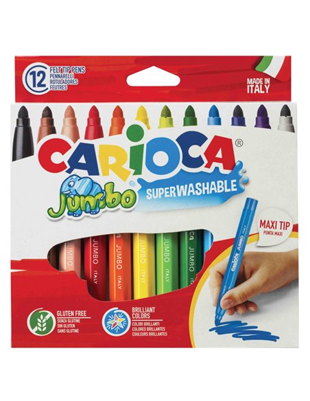 Astuccio 12 pennarelli Jumbo lavabili colori assortiti CARIOCA 40569 CARIOCA PENNARELLI