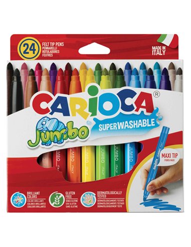 Astuccio 24 pennarelli Jumbo lavabili colori assortiti CARIOCA 40570 CARIOCA PENNARELLI