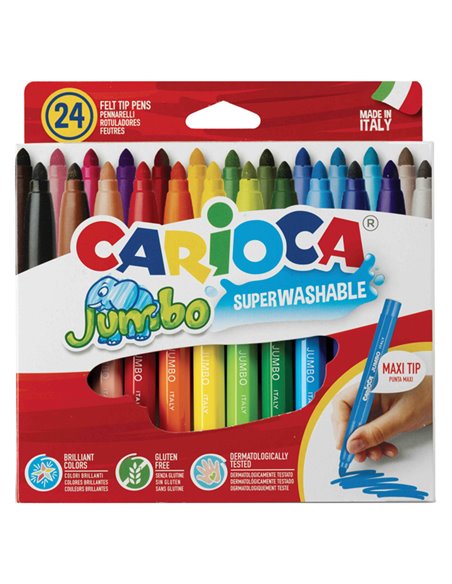 Astuccio 24 pennarelli Jumbo lavabili colori assortiti CARIOCA 40570 CARIOCA PENNARELLI