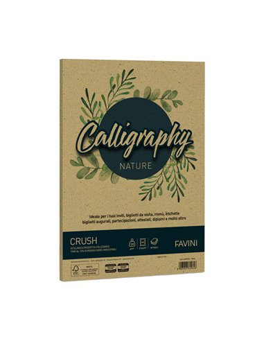 Carta Calligraphy Nature CRUSH A4 50fg 120gr oliva FAVINI A69N534 FAVINI CARTE EVENTI-INVITI