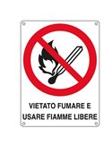 CARTELLO ALLUMINIO 16,6x23,3cm 'Vietato fumare e usare fiamme libere" E620501W