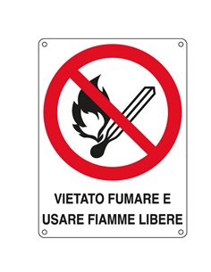 CARTELLO ALLUMINIO 16,6x23,3cm 'Vietato fumare e usare fiamme libere" E620501W CARTELLI SEGNALATORI CARTELLI INFORMATIVI