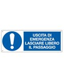 CARTELLO ALLUMINIO 35x12,5cm 'Uscita di emergenza lasciare libero il passaggio" E19994K