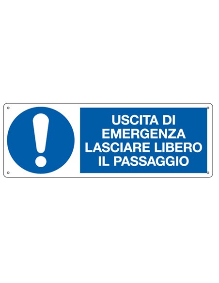 CARTELLO ALLUMINIO 35x12,5cm 'Uscita di emergenza lasciare libero il passaggio" E19994K CARTELLI SEGNALATORI CARTELLI INFORMA...