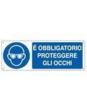 CARTELLO ALLUMINIO 35x12,5cm 'E' obligatorio proteggere gli occhi" E1901K