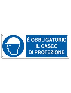 CARTELLO ALLUMINIO 35x12,5cm 'E' obligatorio il casco di protezione" E1902K CARTELLI SEGNALATORI CARTELLI INFORMATIVI