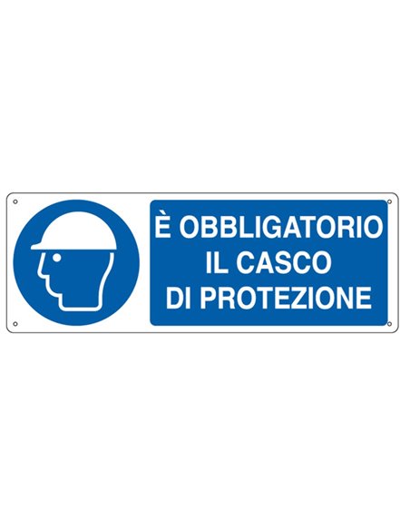 CARTELLO ALLUMINIO 35x12,5cm 'E' obligatorio il casco di protezione" E1902K CARTELLI SEGNALATORI CARTELLI INFORMATIVI