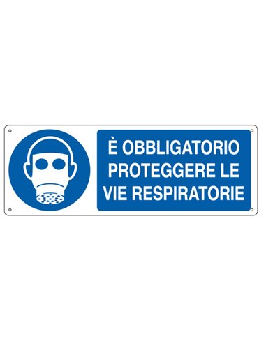 CARTELLO ALLUMINIO 35x12,5cm 'E' obligatorio proteggere le vie respiratorie" E1903K CARTELLI SEGNALATORI CARTELLI INFORMATIVI