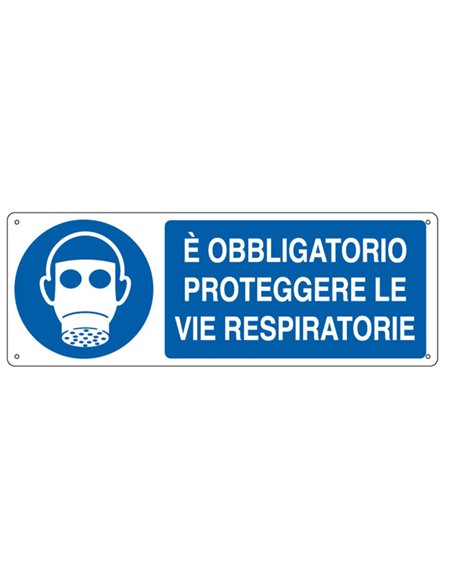 CARTELLO ALLUMINIO 35x12,5cm 'E' obligatorio proteggere le vie respiratorie" E1903K CARTELLI SEGNALATORI CARTELLI INFORMATIVI