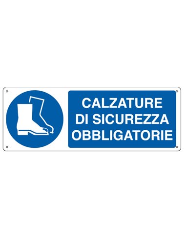 CARTELLO ALLUMINIO 35x12,5cm 'Calzatura di sicurezza obbligatoria" E1905K CARTELLI SEGNALATORI CARTELLI INFORMATIVI