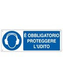 CARTELLO ALLUMINIO 35x12,5cm 'E' obligatorio proteggere l'udito" E1906K