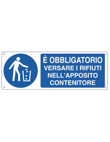 CARTELLO ALLUMINIO 35x12,5cm 'E' obbligatorio versare i rifiuti...' E1946K CARTELLI SEGNALATORI CARTELLI INFORMATIVI