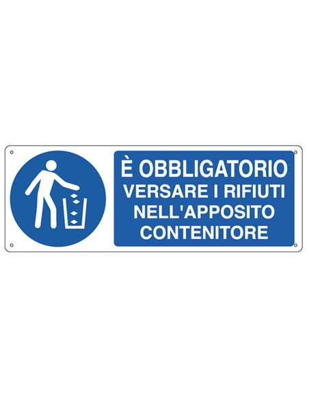 CARTELLO ALLUMINIO 35x12,5cm 'E' obbligatorio versare i rifiuti...' E1946K CARTELLI SEGNALATORI CARTELLI INFORMATIVI