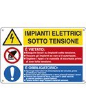 CARTELLO ALLUMINIO 50x33,3cm 'Impianti elettrici / E' vietato../ E' obbligato' E2931
