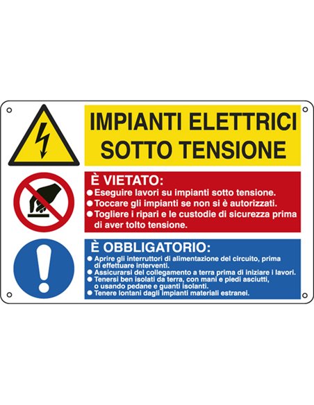 CARTELLO ALLUMINIO 50x33,3cm 'Impianti elettrici / E' vietato../ E' obbligato' E2931 CARTELLI SEGNALATORI CARTELLI INFORMATIVI